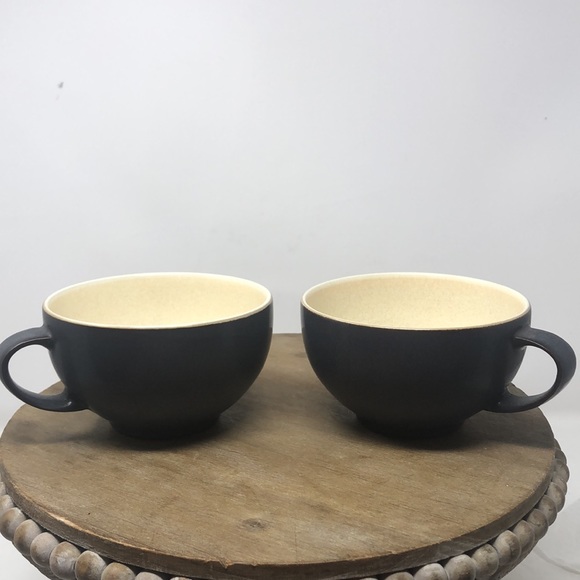 Denby - Langley Pottery Charcoal and Cream Mug Set made in England - Picture 4 of 12